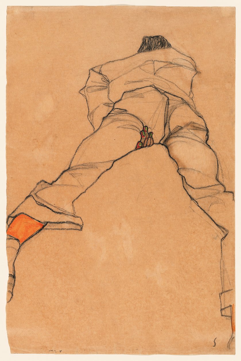 Férfi hason fekve alkotó: Egon Schiele