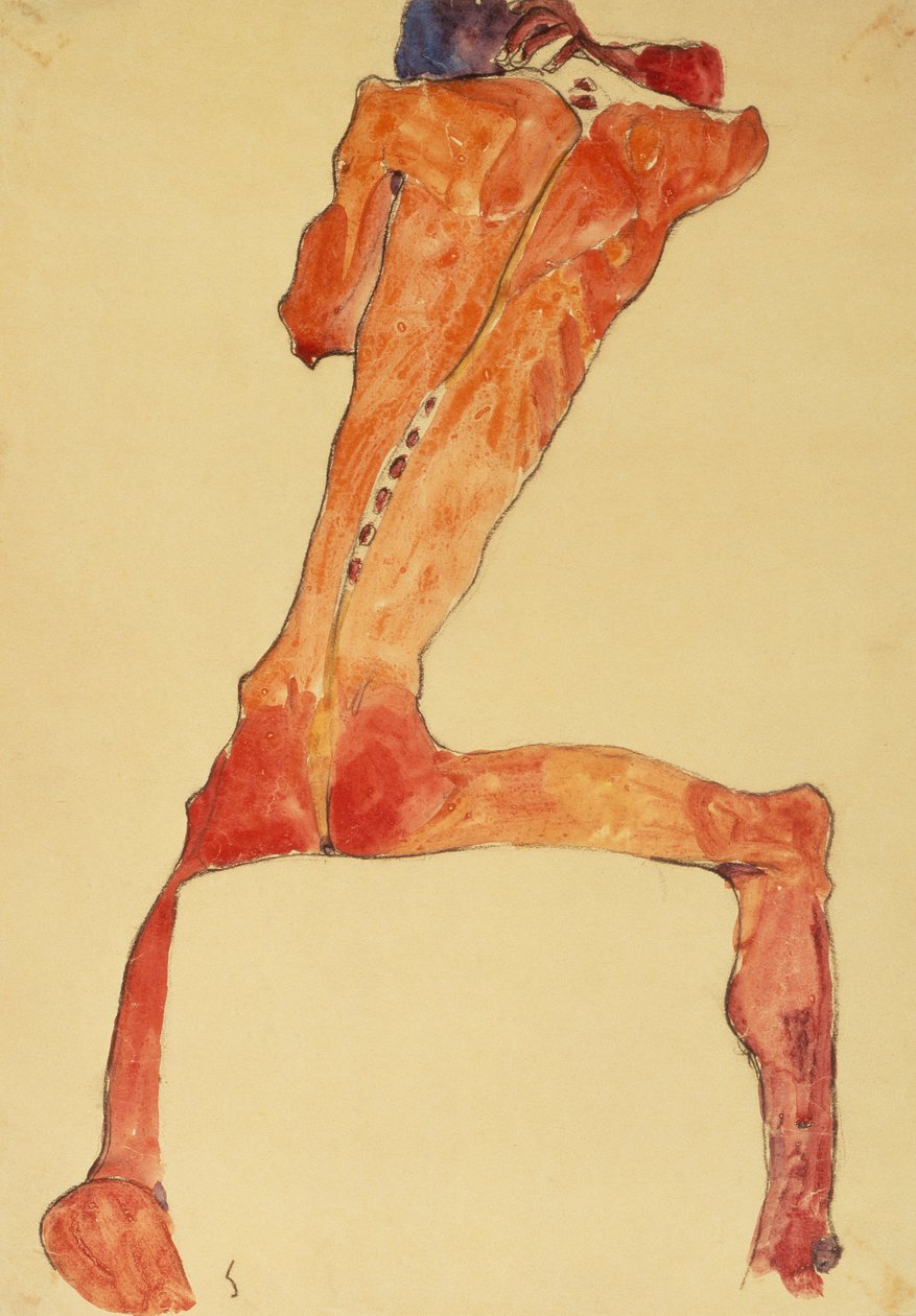 Mannerruckenhaut (ceruza és akvarell) alkotó: Egon Schiele
