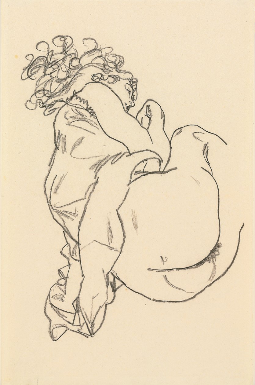 Meztelen fekvés; Liegende, 1917 alkotó: Egon Schiele
