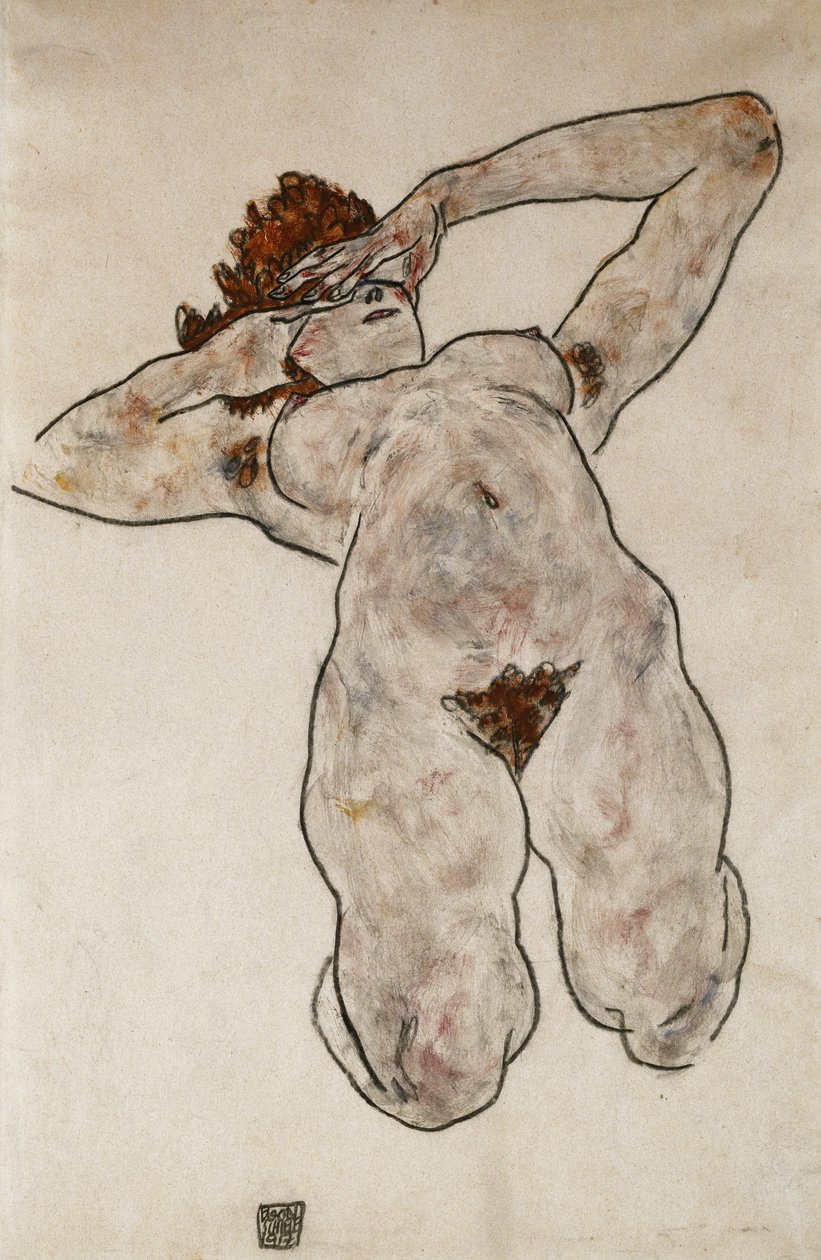 Meztelen fekvés; Fekvő akt, 1917 alkotó: Egon Schiele