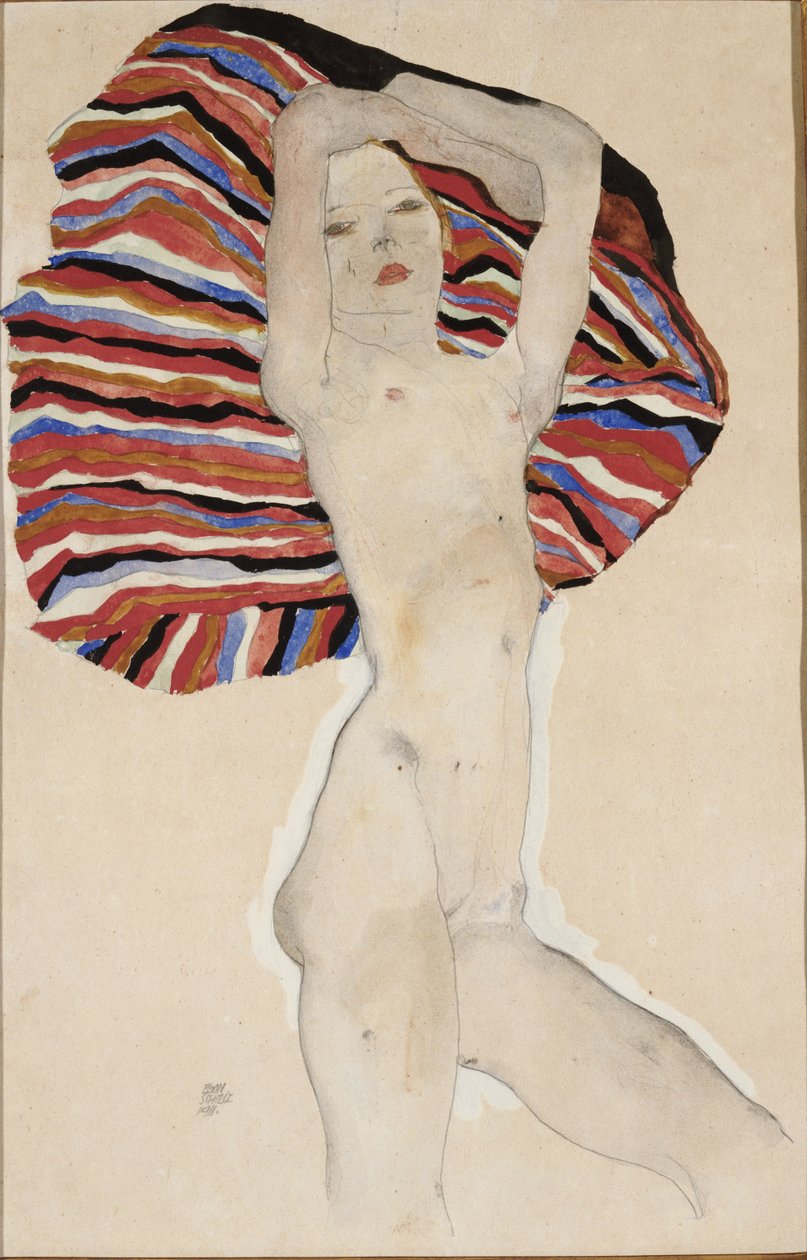 Akt színes anyag ellen, 1911 alkotó: Egon Schiele