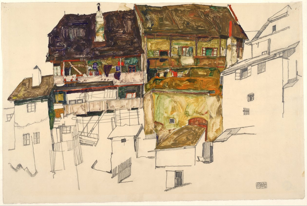 Régi házak Krumauban, 1914 alkotó: Egon Schiele