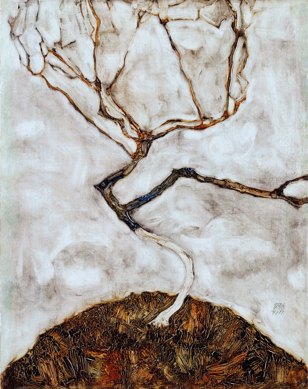 Kis fa késő ősszel - Egon Schiele (1890-1918) festménye olaj, vászon (42x33,5 cm) alkotó: Egon Schiele