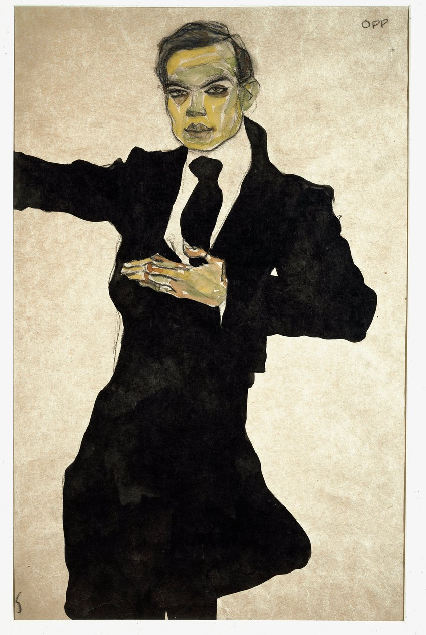 Max Oppenheimer (1885-1954), német festő, Egon Schiele rajza (1890-1918) portréja alkotó: Egon Schiele