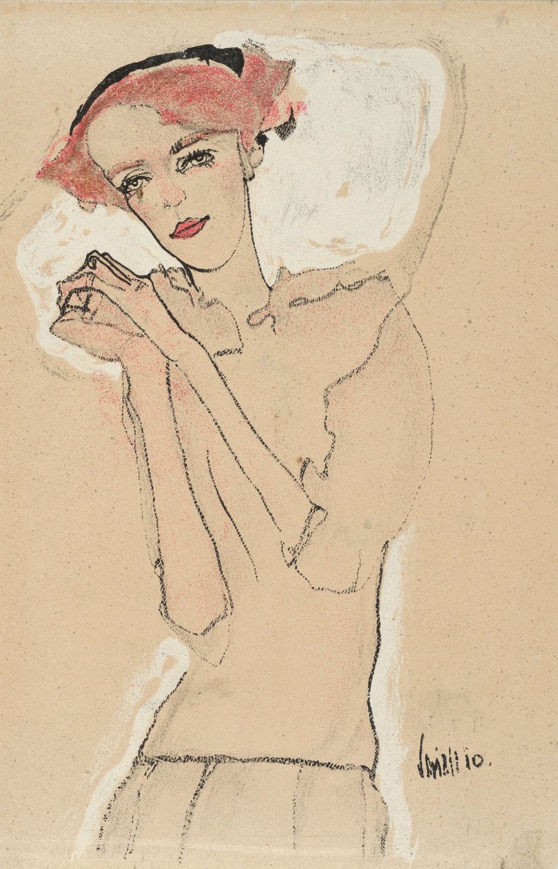 Női portré, 1910 (színes litográfia) alkotó: Egon Schiele