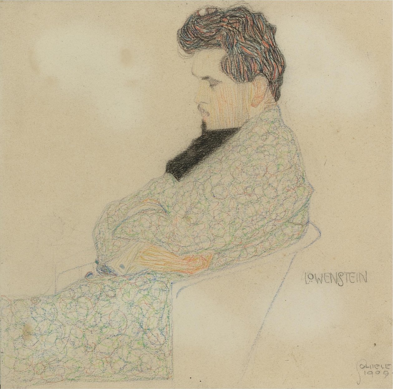 Arthur Löwenstein zeneszerző portréja, 1909 alkotó: Egon Schiele