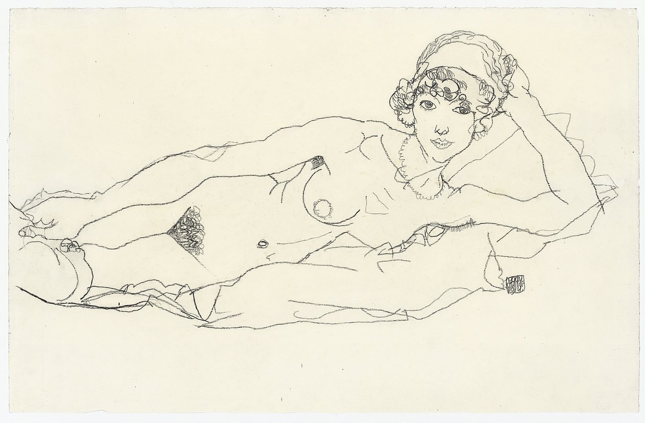 Fekvő akt; Fekvő akt, 1914 alkotó: Egon Schiele