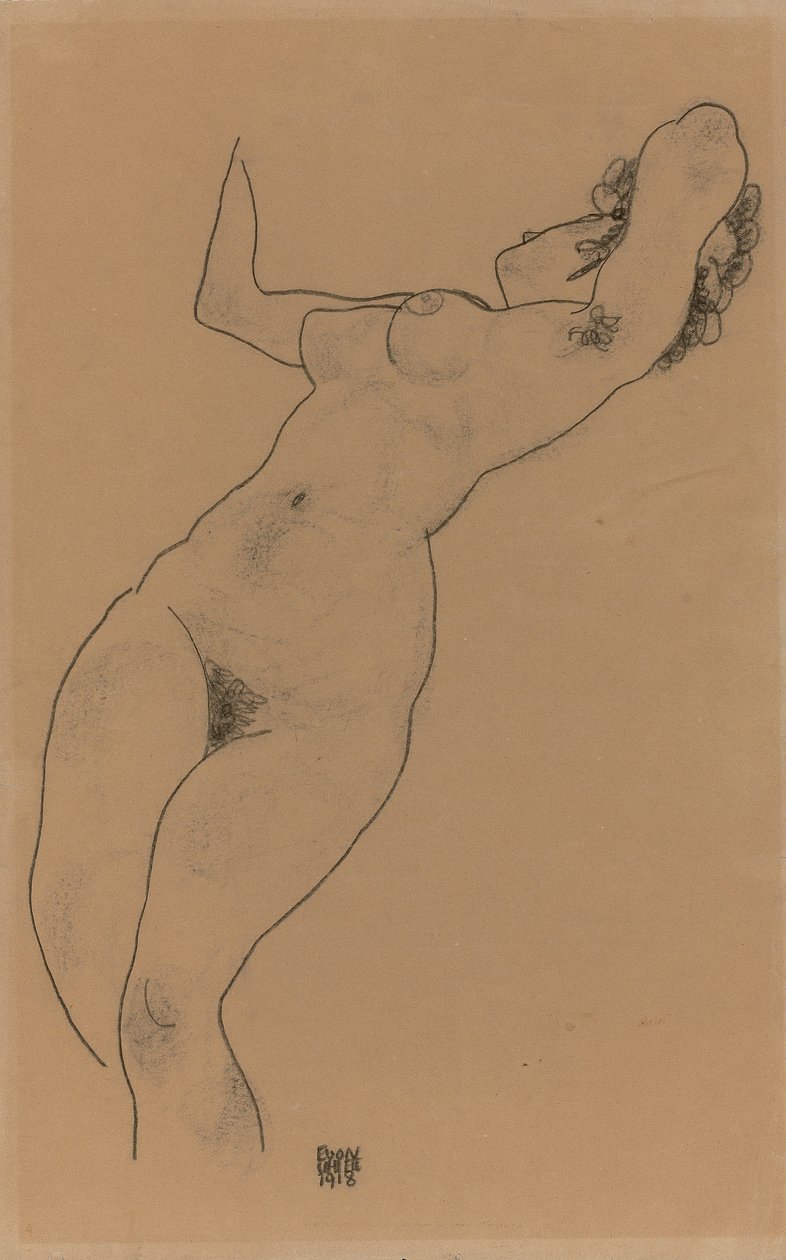 Fekvő akt; Fekvő akt, 1918 alkotó: Egon Schiele