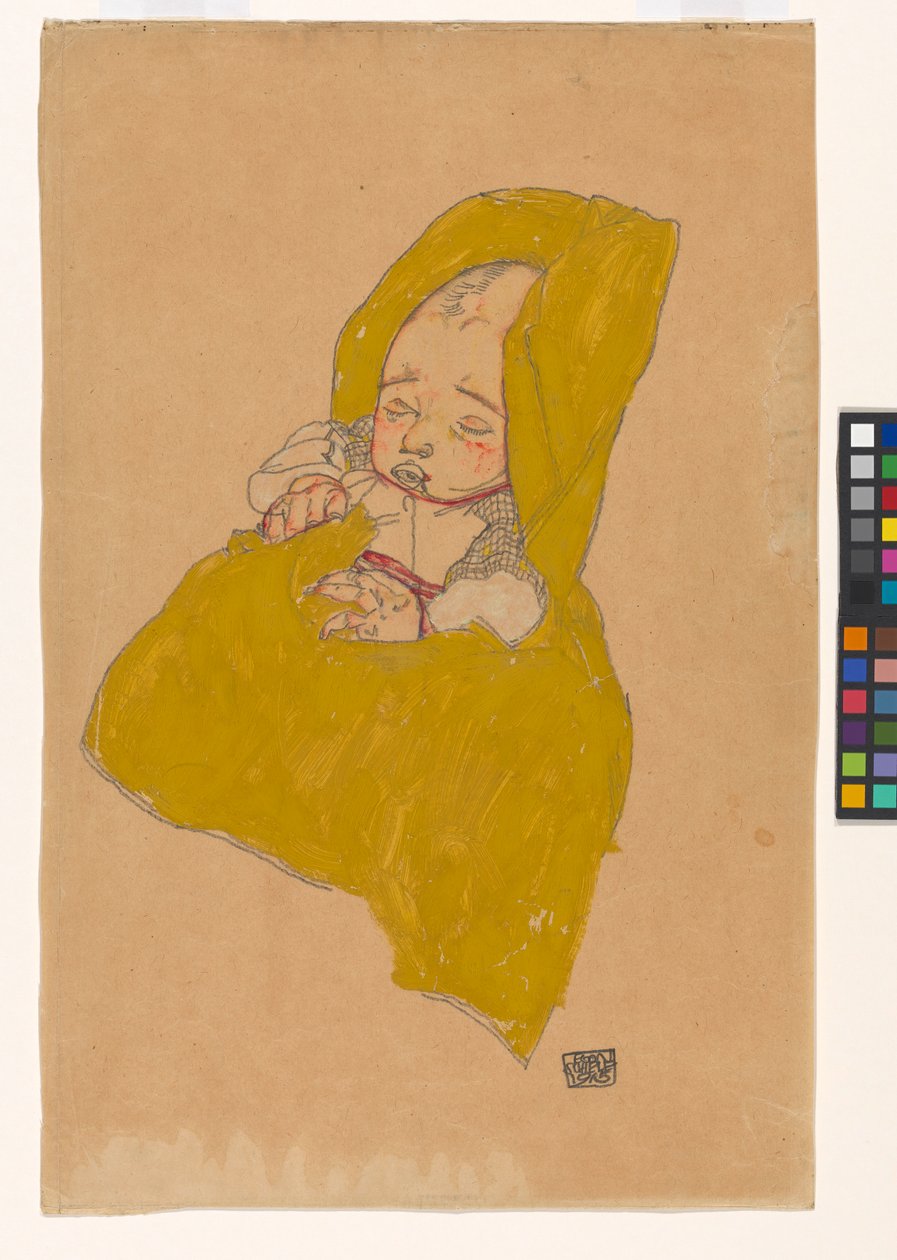 Säugling im Wickelpolster alkotó: Egon Schiele