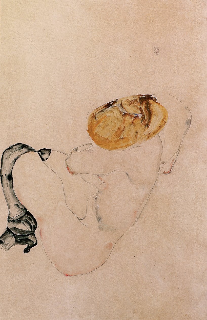 Ijedt, kuporgó fiatal lány, 1912 alkotó: Egon Schiele