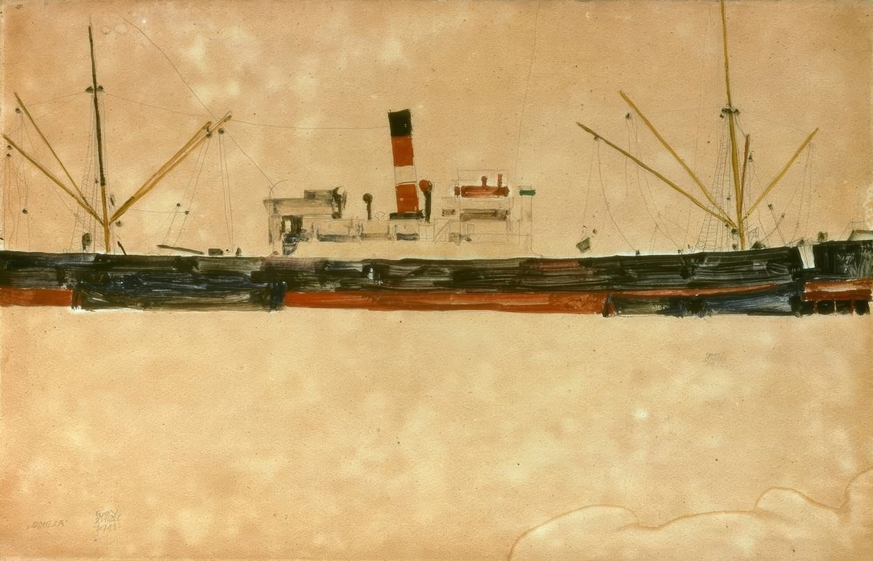 Hajók Trieszt kikötőjében alkotó: Egon Schiele