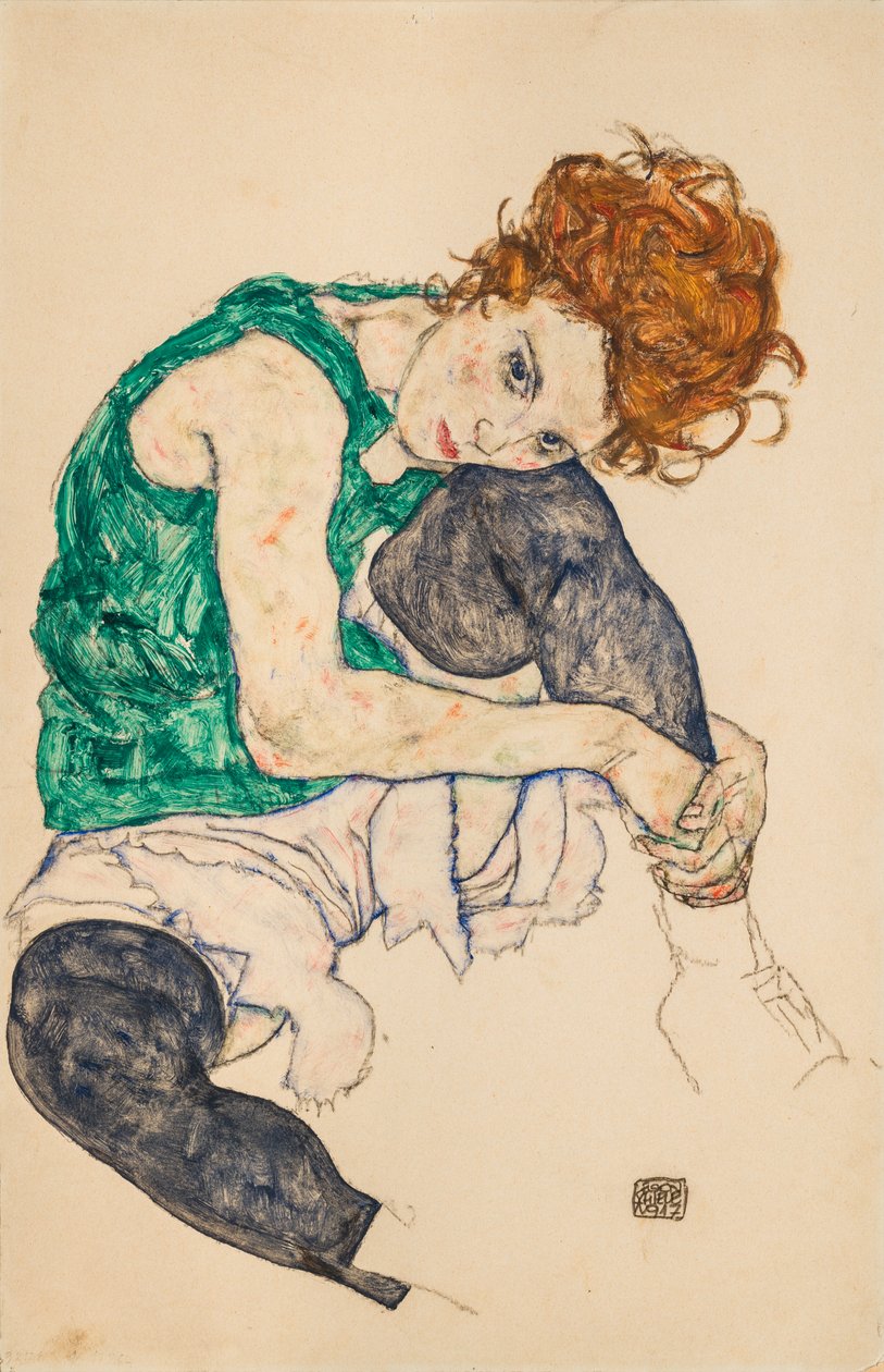 Ülő nő hajlított térddel, 1917 alkotó: Egon Schiele