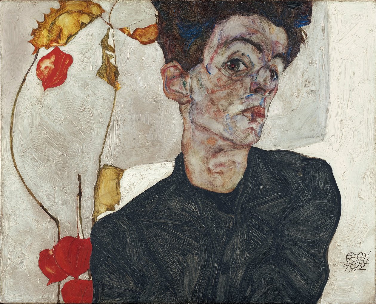 Önarckép lámpásgyümölcsökkel alkotó: Egon Schiele