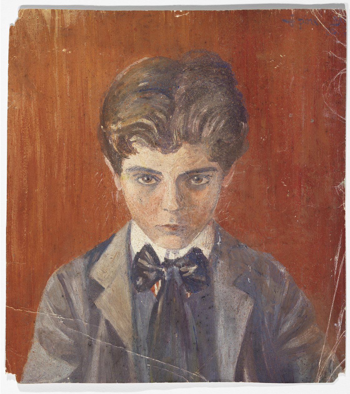 Önarckép vörös háttér előtt alkotó: Egon Schiele
