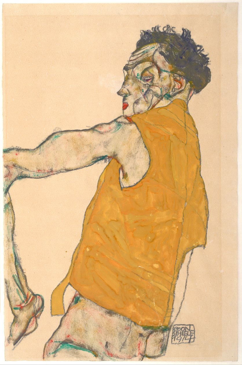 Önarckép sárga mellényben, 1914 alkotó: Egon Schiele