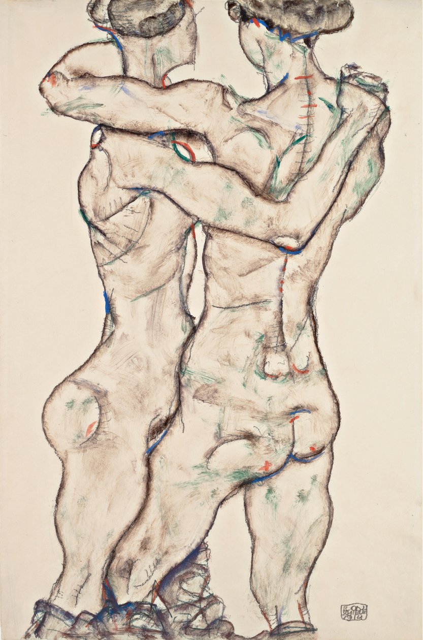Ölelkező meztelen lányok alkotó: Egon Schiele