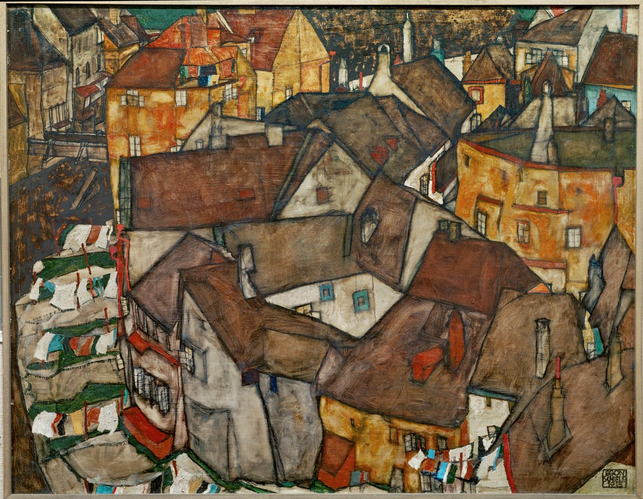 Kisváros - Krumau Csehszlovákiában (olaj, vászon) alkotó: Egon Schiele