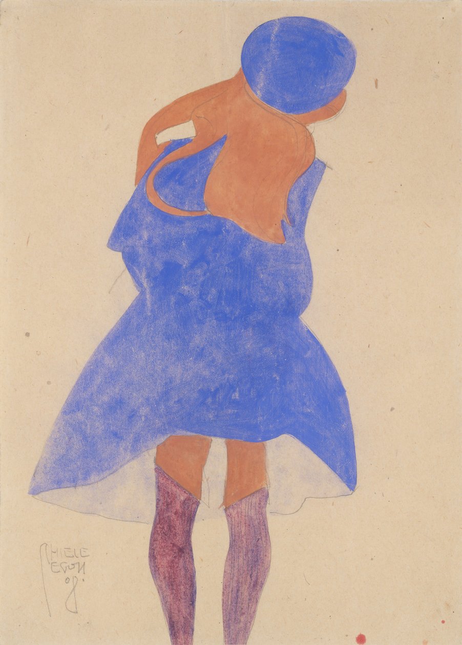 Álló lány, hátulnézet, 1908. alkotó: Egon Schiele