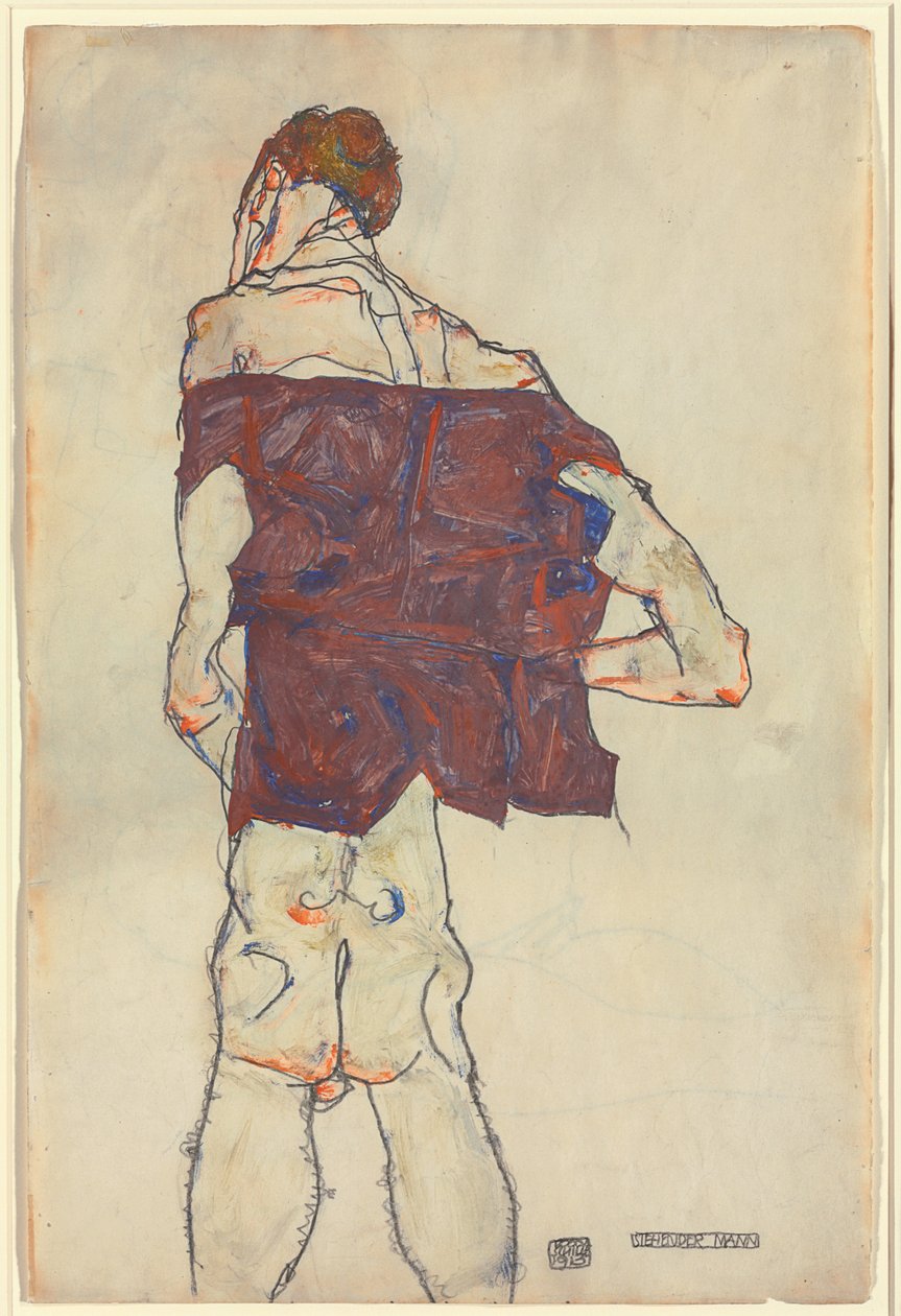 álló ember; Álló ember, 1913 alkotó: Egon Schiele