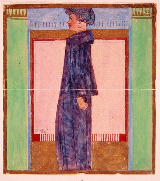 Álló nő (akvarell papíron) alkotó: Egon Schiele