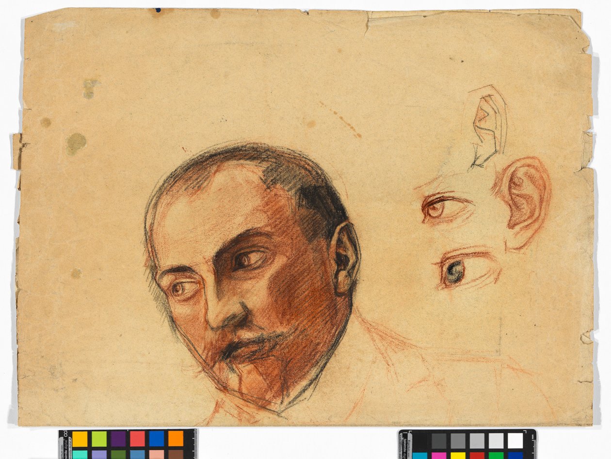Studienblatt (Kopf, Augen, Ohren) alkotó: Egon Schiele