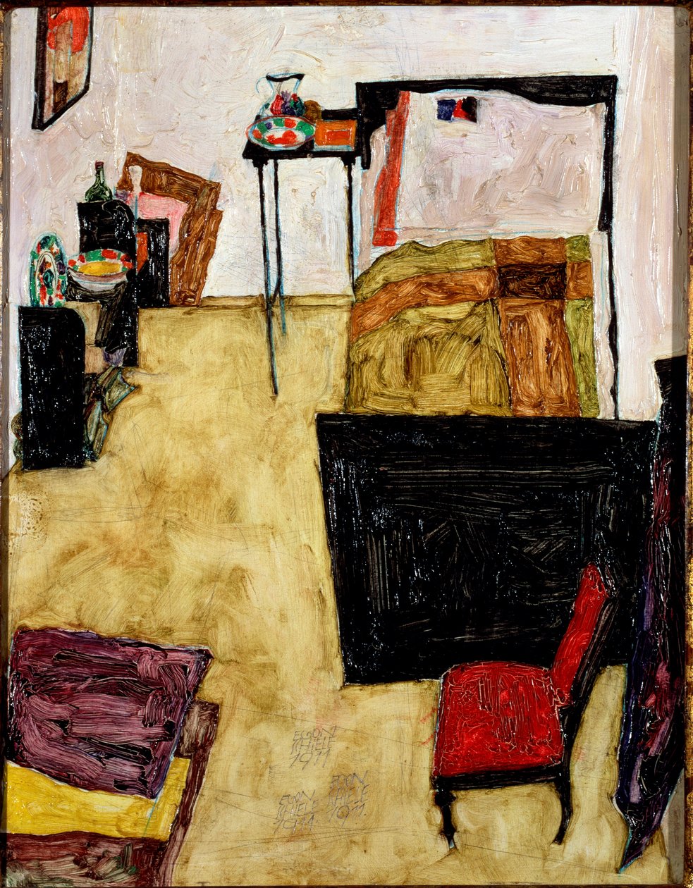 A művész szobája Neulengbachban. Egon Schiele festménye alkotó: Egon Schiele