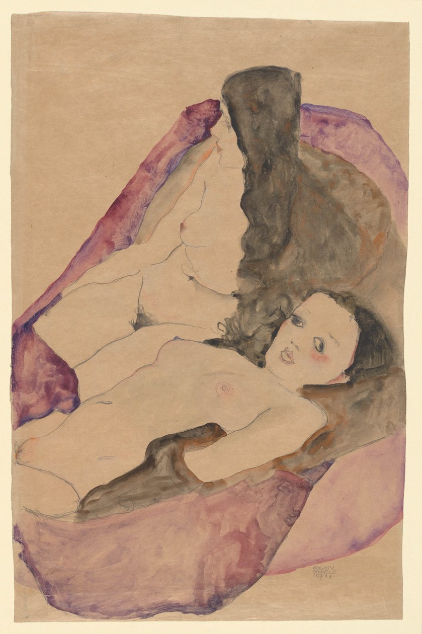 Két fekvő akt alkotó: Egon Schiele