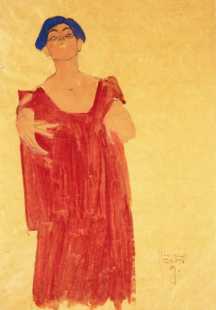 kék hajú nő; Kék hajú nő, 1918 alkotó: Egon Schiele