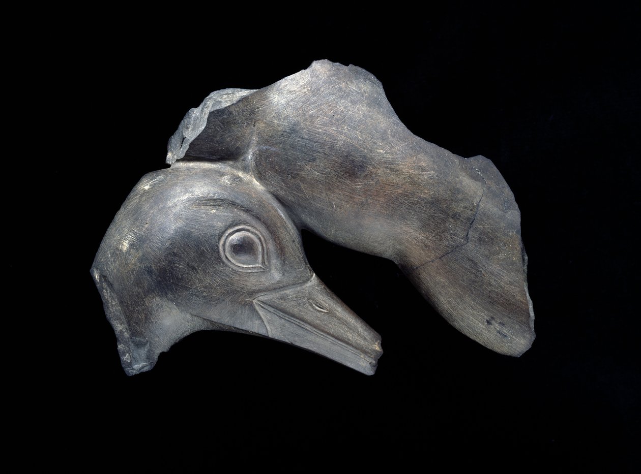 Faragott edénytöredék kacsa motívumokkal, kora dinasztikus időszak (aleurolit) alkotó: Egyptian