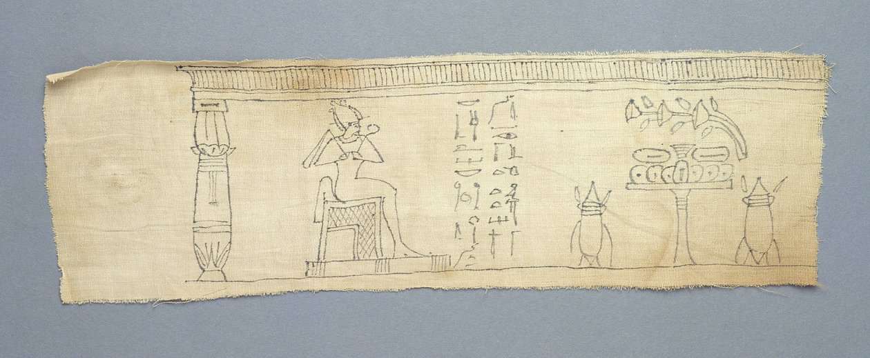 Vászon múmiakötés a "Halottak könyvéből" származó vignettákkal, ptolemaioszi-római kor, Kr.e. 100 körül - Kr.u. 200 (vászon) alkotó: Egyptian