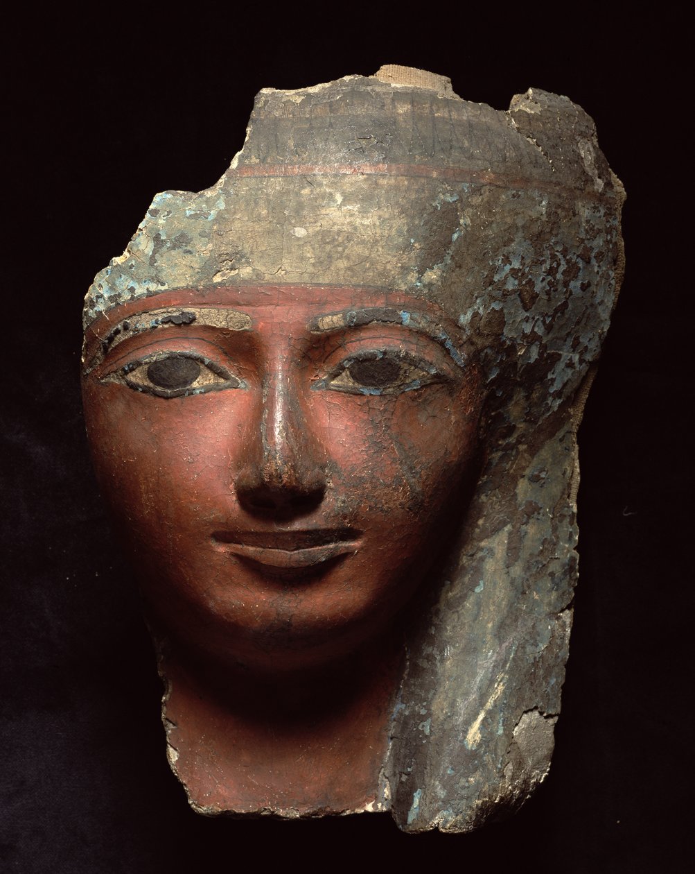 Múmia maszk, Új Királyság, 19-20. dinasztia (Kr. e. 1295-1069) (festett kartondoboz) alkotó: Egyptian