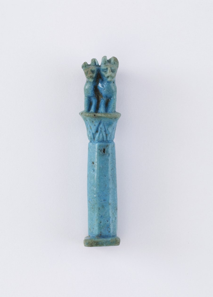 Papiruszoszlop két macskával, valószínűleg ptolemaioszi kor, Kr. e. 305-30 (fajansz) alkotó: Egyptian