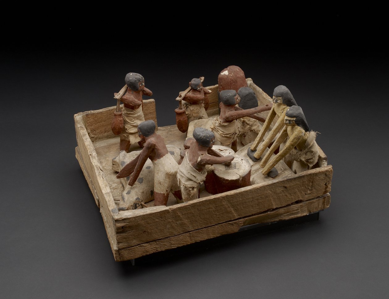 Sütést, sörfőzést és hentelést bemutató modell fa, géz és festék alkotó: Egyptian 12th Dynasty