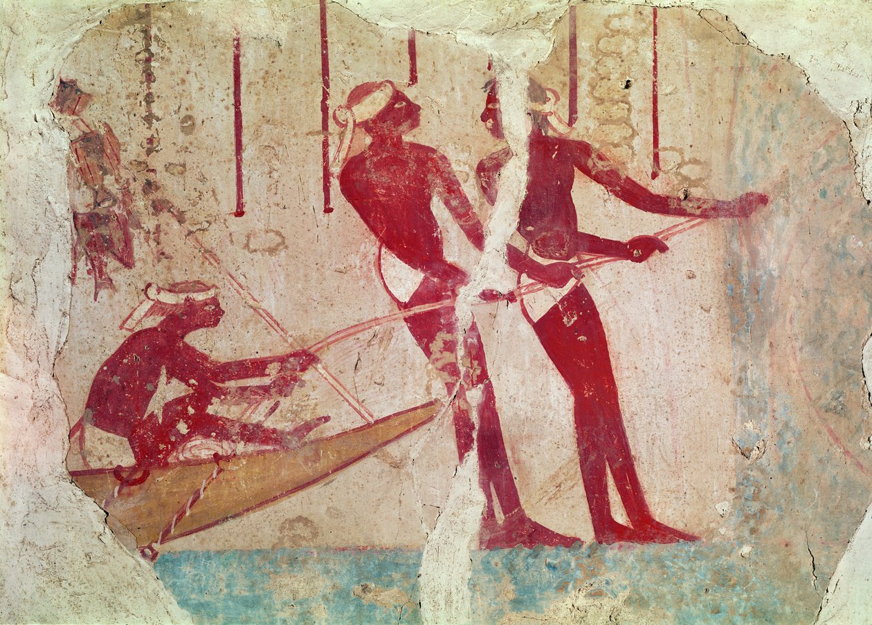 Visszatérés a Fishing falfestményről alkotó: Egyptian 18th Dynasty