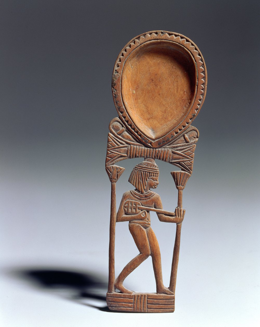 Kozmetikai kanál lantos figurával, New Kingdom (fa) alkotó: Egyptian 18th Dynasty