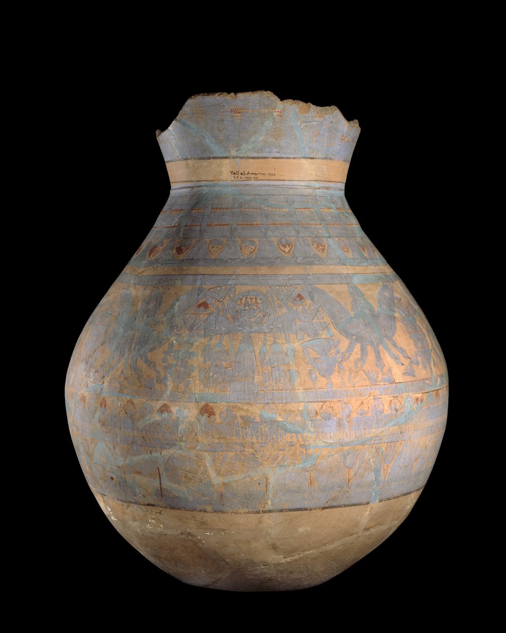 Díszített edény – A oldal, Tell-El Amarna, Kr.e. 14. század (kerámia) alkotó: Egyptian 18th Dynasty
