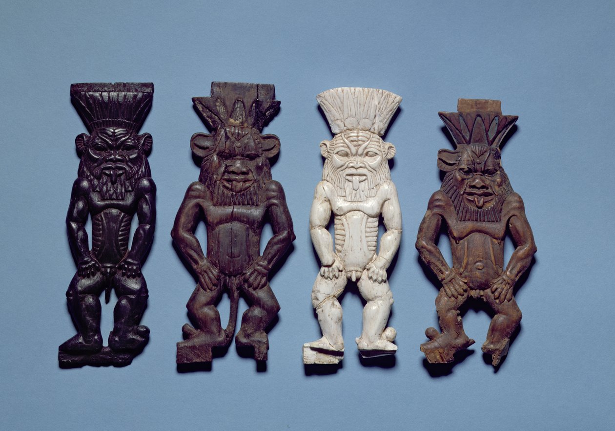 Bes groteszk istenség négy figurája, Új Királyság (fa és elefántcsont) alkotó: Egyptian 18th Dynasty