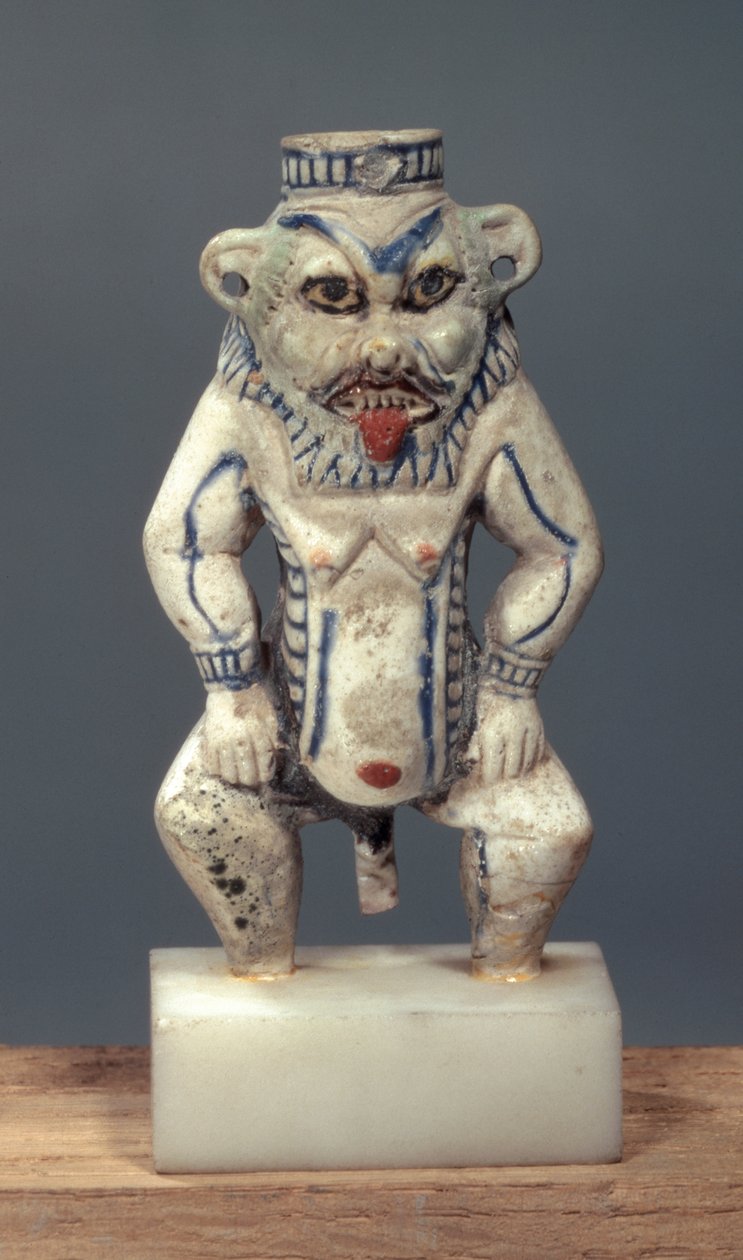 Kohl Pot, Bes (fajansz) egyiptomi háziistent ábrázolva alkotó: Egyptian 18th Dynasty