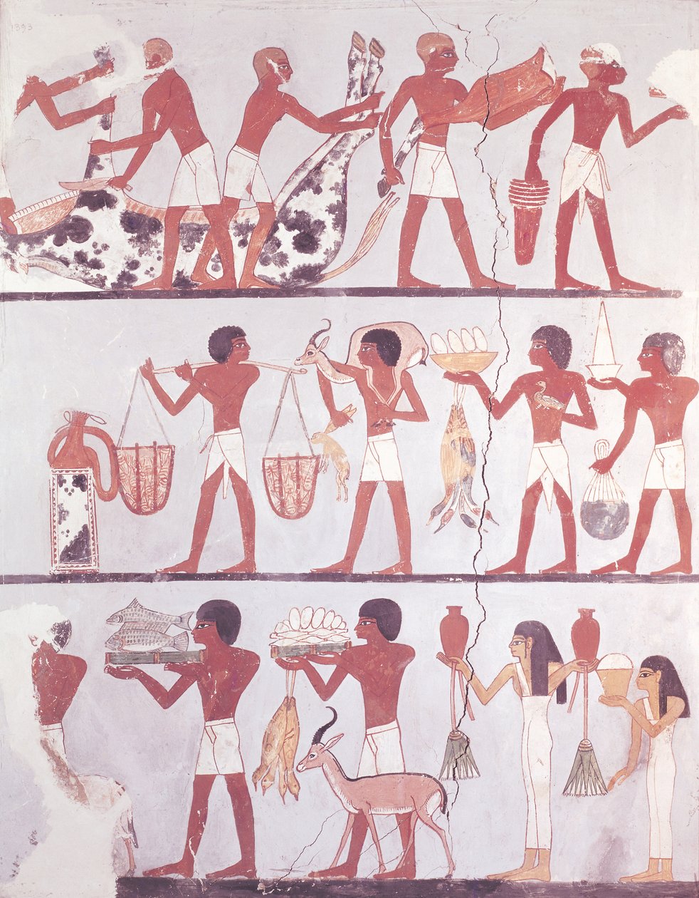 Mészárosok és szolgák áldozatot hozó jelenete Onsou sírjából, ie 1375 körül alkotó: Egyptian 18th Dynasty