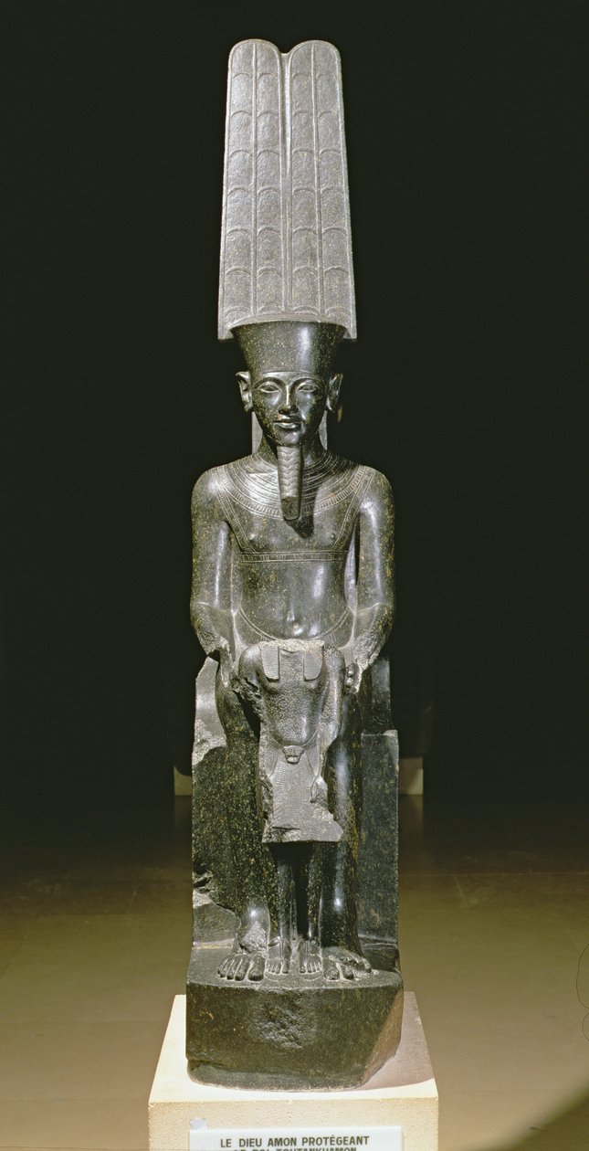 Tutanhamont védő Amun isten szobra, egyiptomi, újbirodalom, ie 1347-37 körül (gránit) alkotó: Egyptian 18th Dynasty