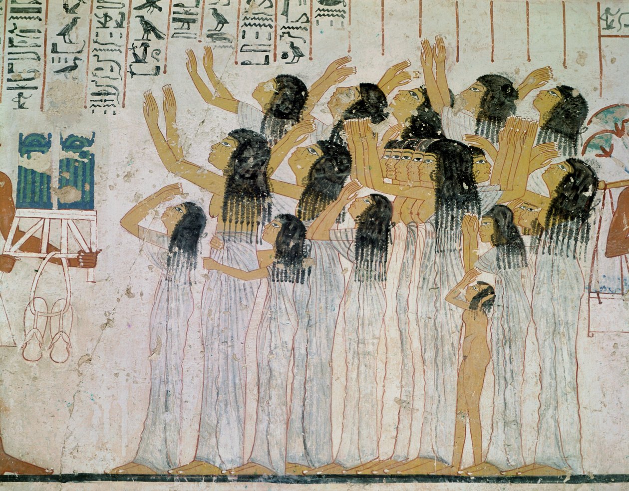 Síró nők temetési menetben, Ramose sírkápolnája, vezír és Théba kormányzója, Új Királyság, Kr.e. 1360 körül (falfestmény) alkotó: Egyptian 18th Dynasty