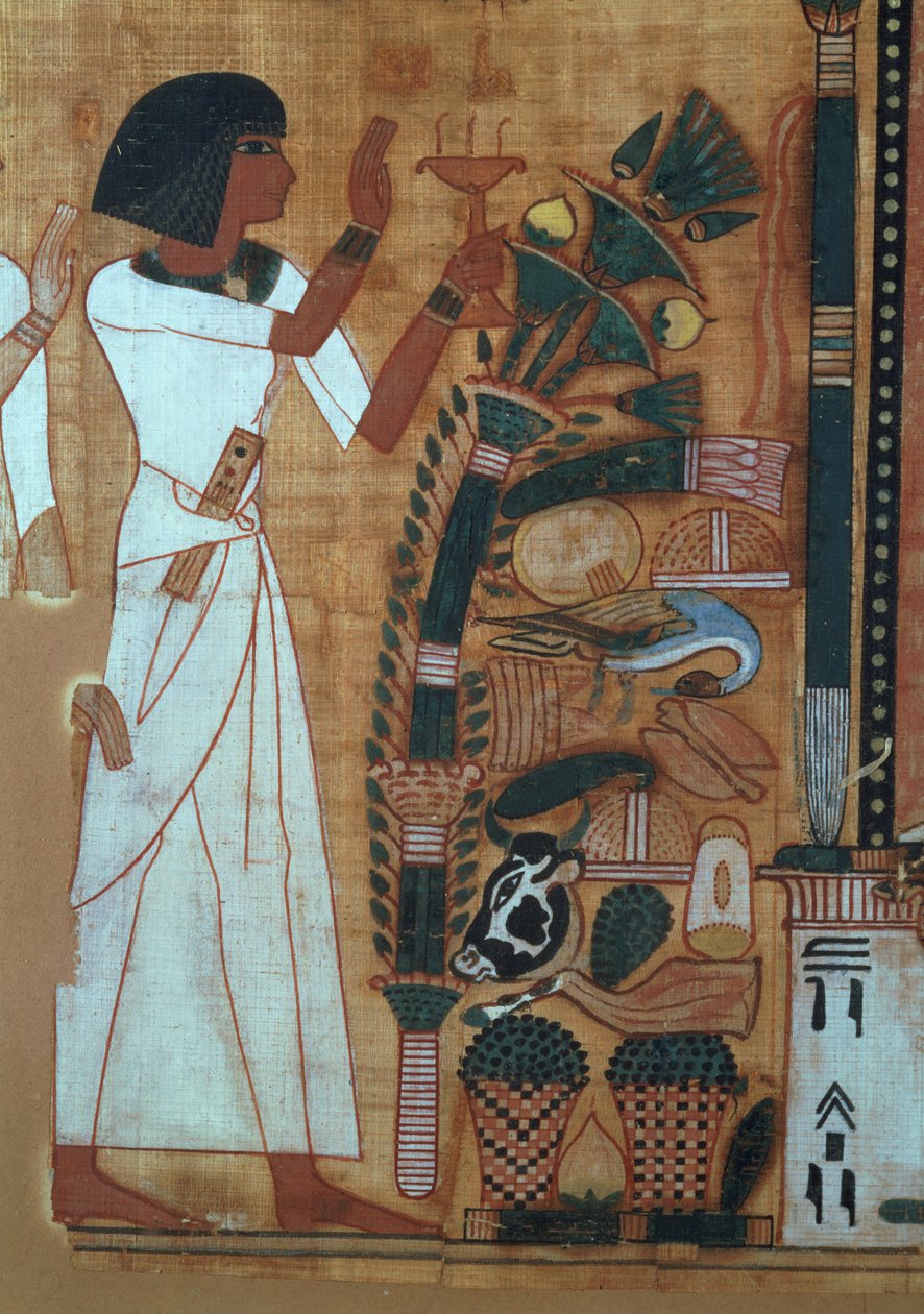 Ozirisz füstölése, oldal a Neb-Qued halottak könyvéből, egyiptomi, új birodalom (papirusz) alkotó: Egyptian 19th Dynasty