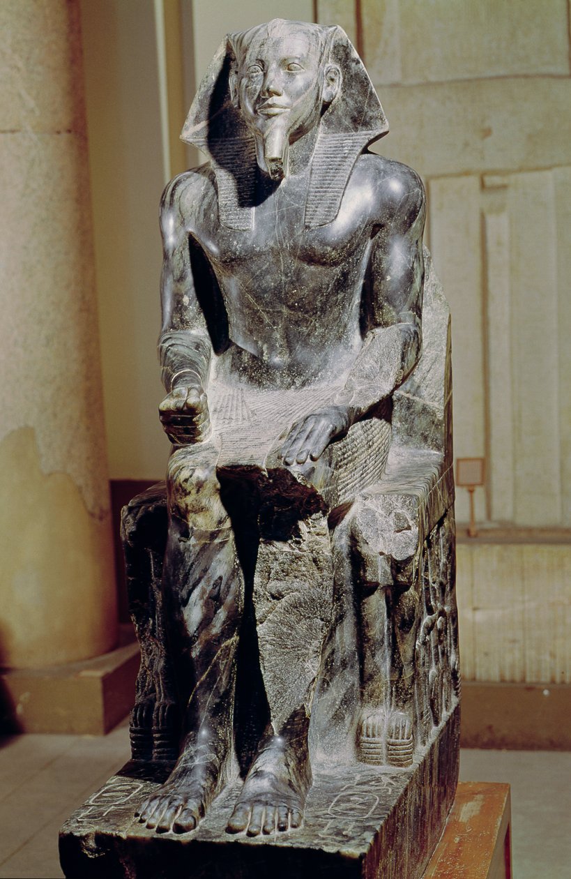Khafre (Kr. e. 2520-2494) szobra a gízai Khafre piramis völgytemplomából, Kr.e. 2540-2505 körül (diorit) (lásd még: 68319) alkotó: Egyptian 4th Dynasty