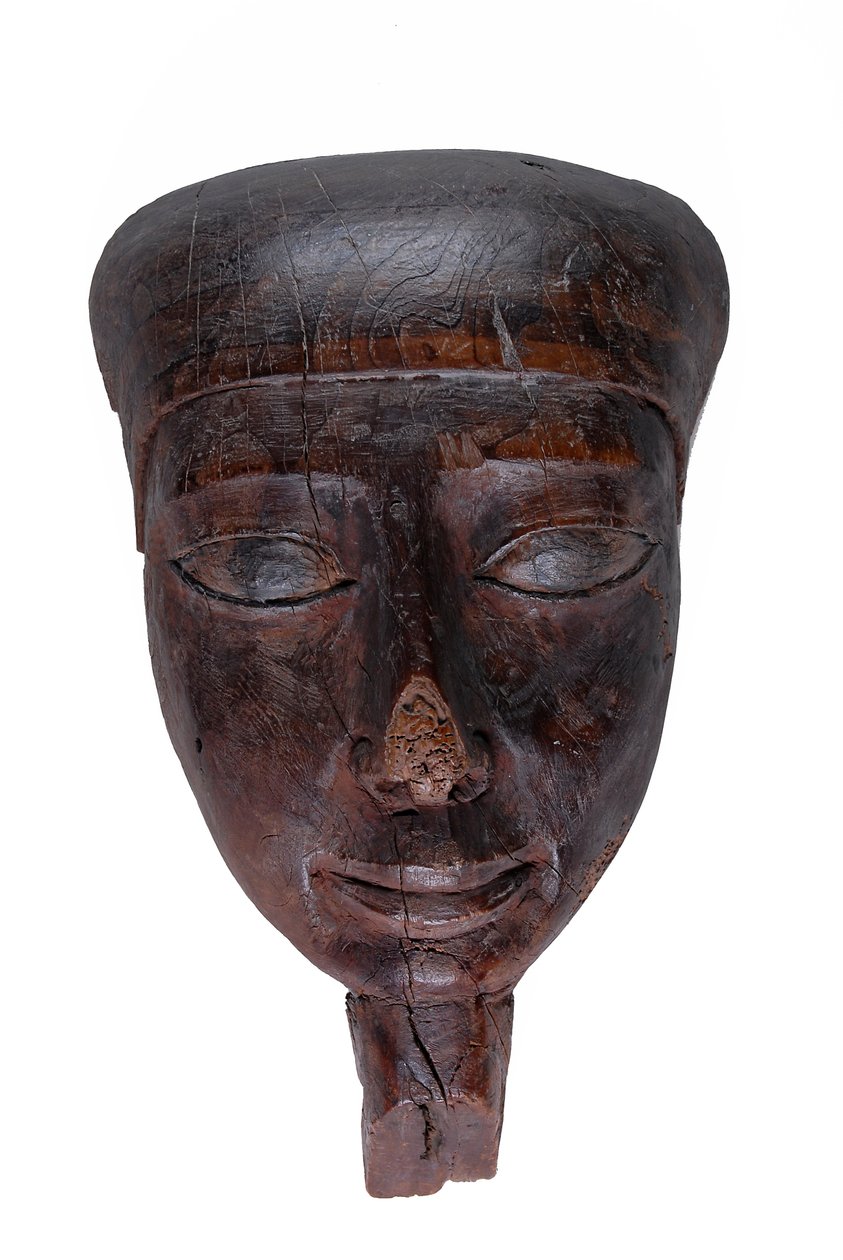 Arcmaszk koporsóból, Kr.e. 330-323 fa festéknyomokkal alkotó: Egyptian Ptolemaic Period