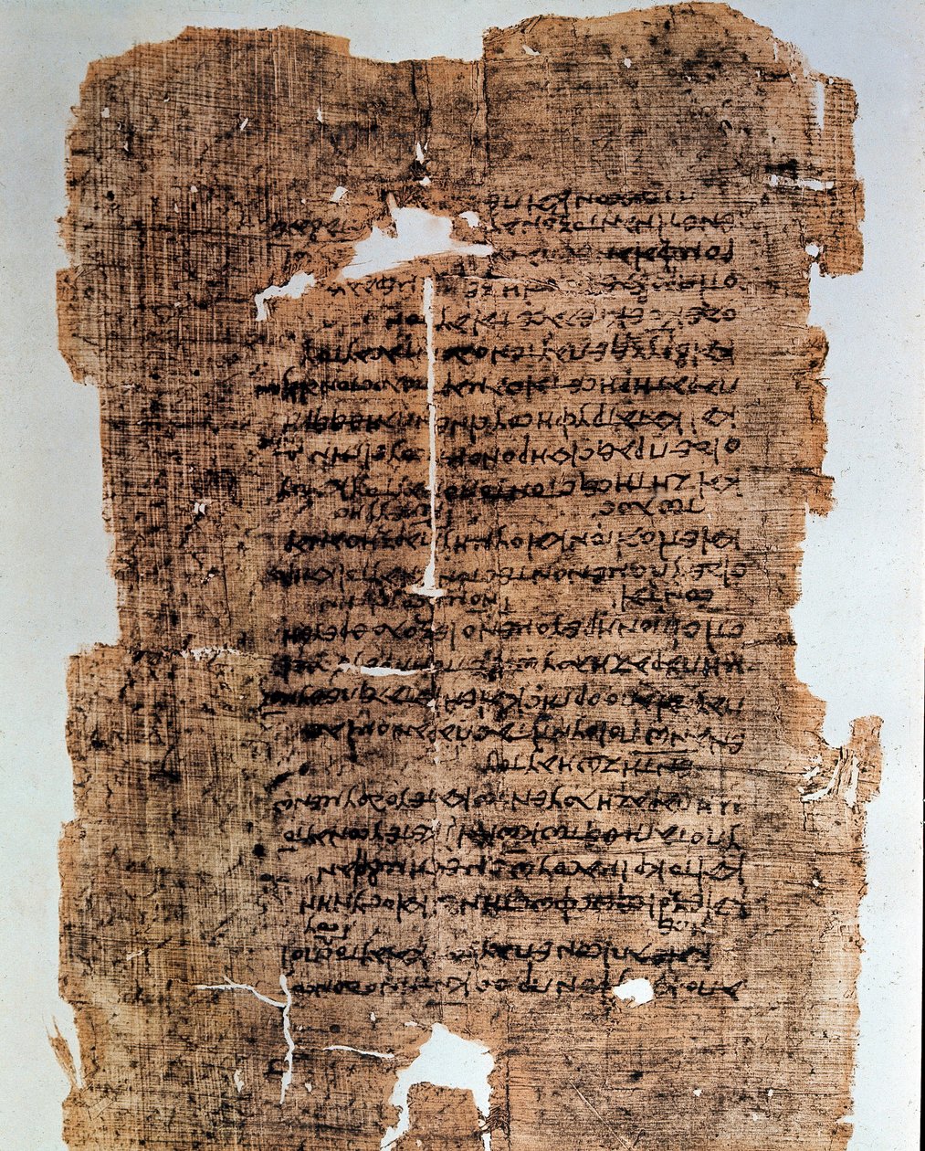 Egyiptomi antikvitás: feliratokkal borított papirusz. Kódex a Kr.e. 4. századból. Homályos. 17x28 cm. Egyiptomi Alexandria, Nemzeti Múzeum alkotó: Egyptian