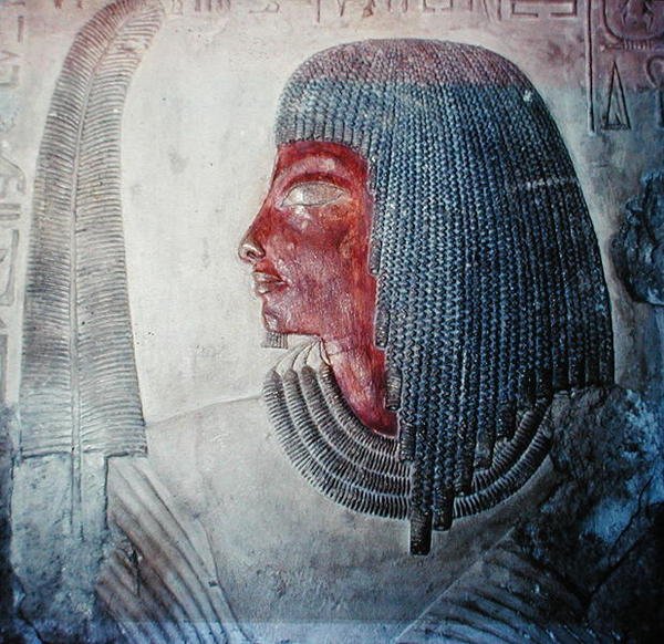 Egy tollas ember feje, egy egyiptomi sírból (festett mészkő) alkotó: Egyptian