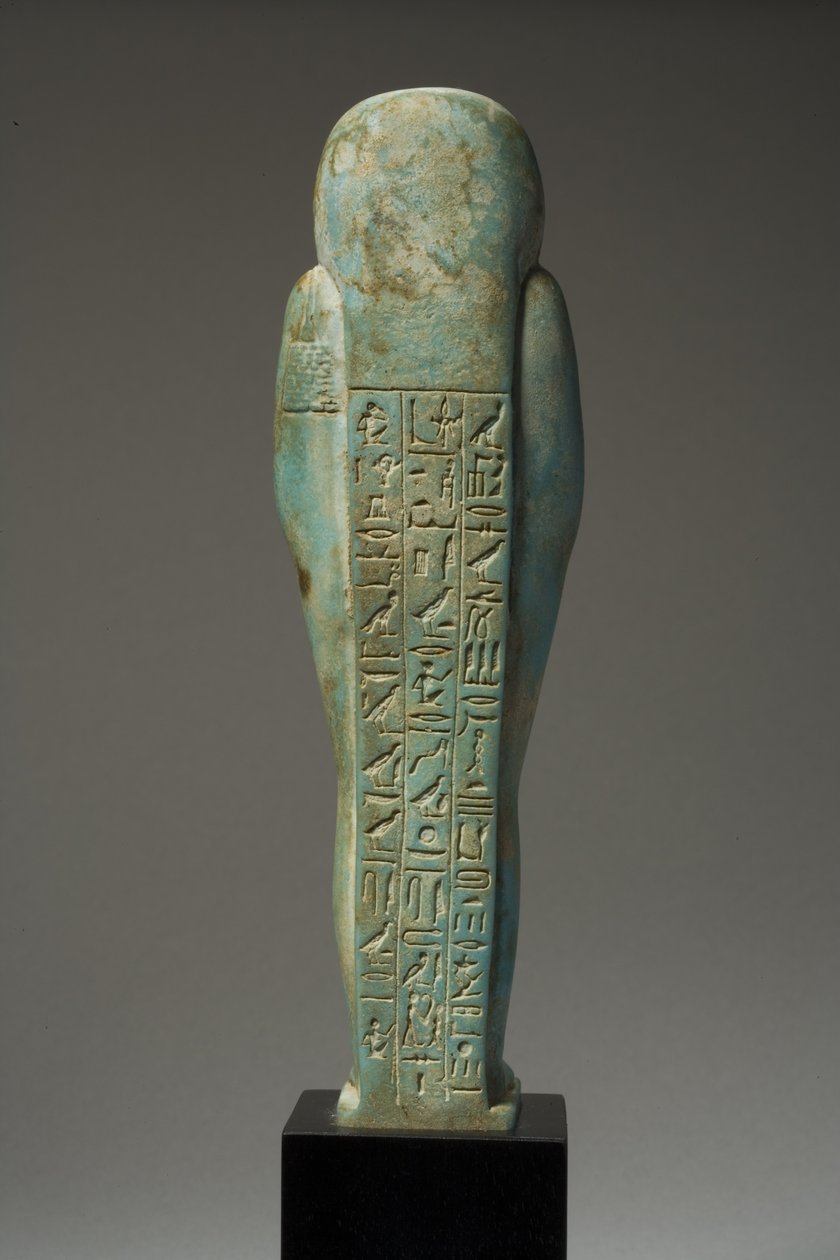 Egy usabti figura hátulnézete Hor-Khebi számára, késő dinasztia, késő 25.-kora 26. dinasztia, Kr.e. 700-600 körül (fajansz) (elölről lásd: 270353) alkotó: Egyptian