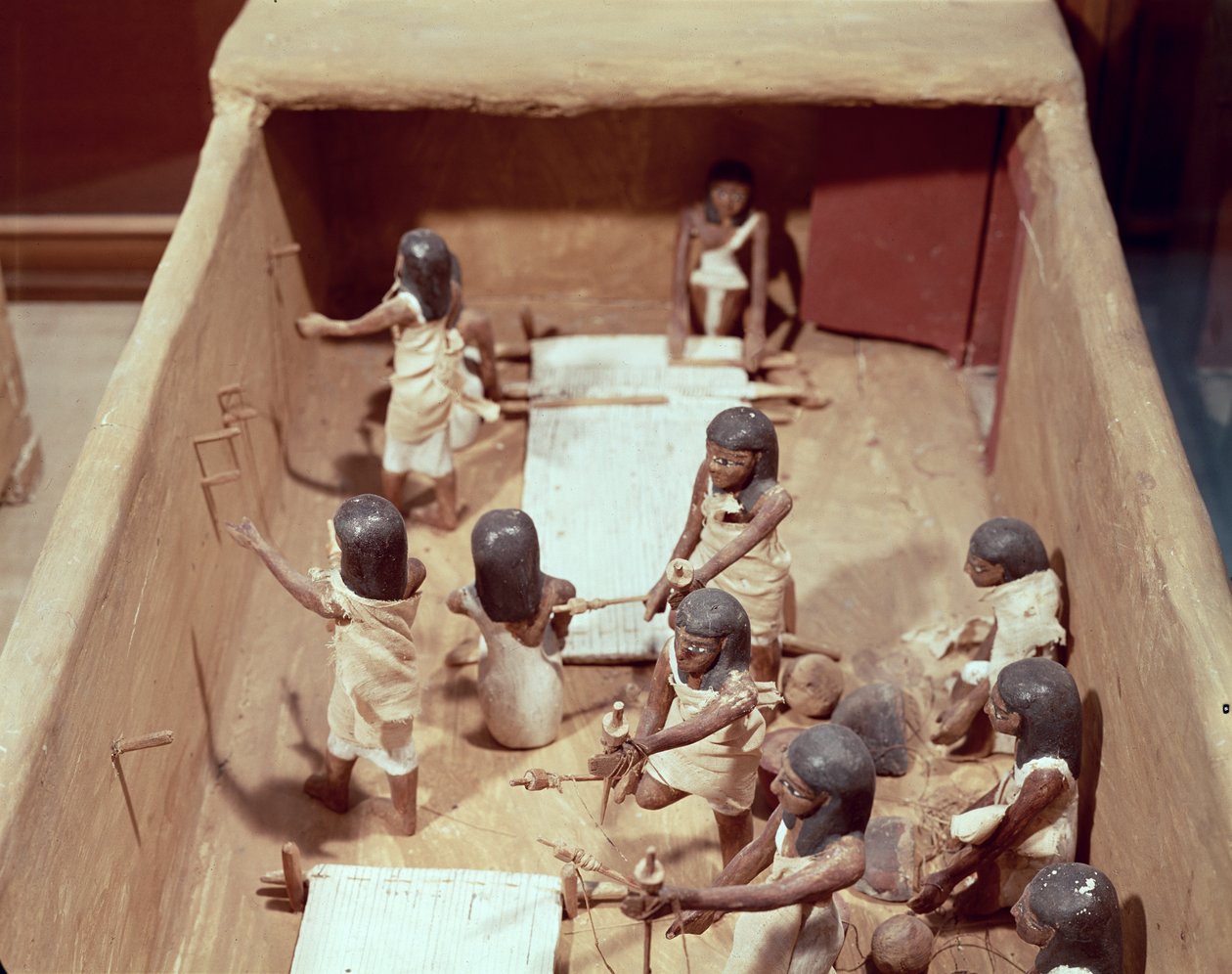 Egy textilműhely temetési modellje, Meketre sírjából, Nemesek Völgye, Középbirodalom, Kr.e. 2000 körül (festett fa) alkotó: Egyptian 11th Dynasty