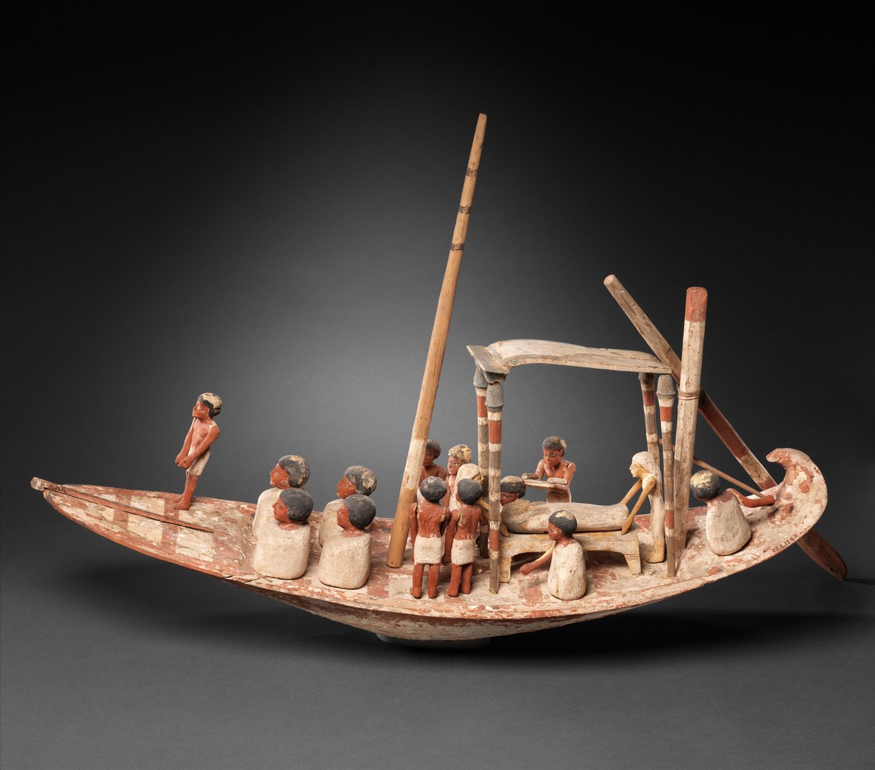 Múmiát szállító vitorlásmodell, ie 1900–1885 (fa, festék) alkotó: Egyptian 12th Dynasty