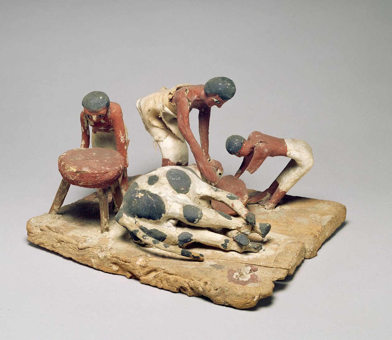Munkahelyi hentesek modellje, Khety sírjából, Beni Hasan, Középbirodalom, ie 1985-1900 körül (festett fa) alkotó: Egyptian 12th Dynasty